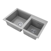 Gamma Modern 8020 kétmedencés gránit mosogató, manuális szifonnal, szürke, beépíthető