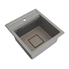 Gamma QUADRO 4550 gránit mosogató automata dugóemelő, szifonnal, bézs, beépíthető mosogatótálca