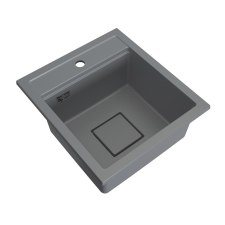 Gamma QUADRO 4550 gránit mosogató automata dugóemelő, szifonnal, szürke, beépíthető mosogatótálca