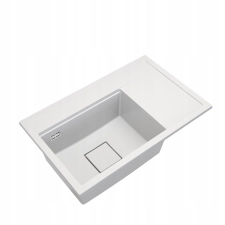 Gamma Quadro 8151 jobbos gránit mosogató, szifonnal, fehér, beépíthető mosogatótálca