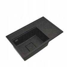 Gamma Quadro 8151 jobbos gránit mosogató, szifonnal, fekete-szemcsés, beépíthető mosogatótálca