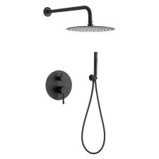 Gamma Roy Pro zuhanyszett beépíthető fali keverőcsappal és esőztető zuhanyfejjel fekete, beépíthető csaptelep