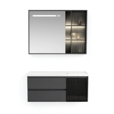 Gamma Sydney fürdőszobai szett 80x50 cm matt fekete, beépíthető fürdőszoba bútor