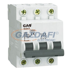 GAO 5918H Kismegszakító 3P 10A C, 4,5kA, fehér villanyszerelés