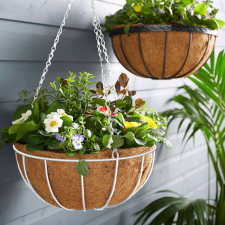 Garden Of Eden Akasztható fém kosár - virágcserépek rögzítéséhez - 25 cm - fehér kerti tárolás