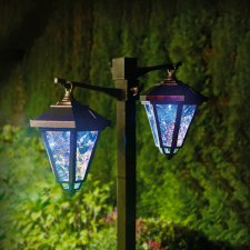 Garden Of Eden LED-es szolár lámpa - kandeláber - 137 cm - fekete - hidegfehér kültéri világítás