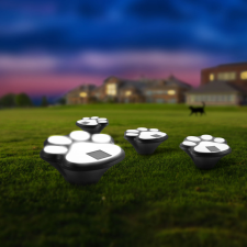 Garden Of Eden LED-es szolár lámpa - kutya lábnyom, leszúrható - műanyag - fekete kültéri világítás