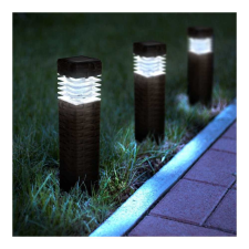 Garden Of Eden Leszúrható szolár lámpa - rattan hatású, barna - hidegfehér - 7 x 7 x 28 (+12) cm kültéri világítás