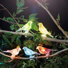 Garden Of Eden Szolár fényfüzér - madárka, csipeszes - 80 cm - 5 színes, RGB LED kültéri világítás