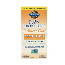 Garden of Life RAW probiotikumok, Ultimate Care, 100 milliárd CFU, 34 probiotikus törzs, 30 növényi kapszula vitamin és táplálékkiegészítő