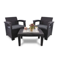  GardenLine kerti bútor szett - Dohányzóasztal + 2 db fotel - Antracit kerti bútor