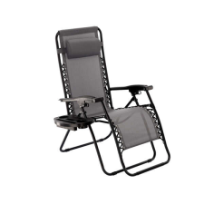  GardenLine Kerti napozóágy pohártartóval - Szürke kerti bútor