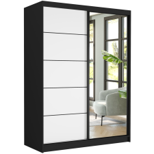  Gardróbszekrény Rivano VI. 150x200x60cm tükörrel, fekete-fehér bútor