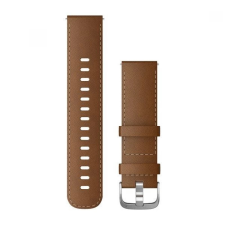 Garmin Vívoactive 4 óraszíj 22mm barna bőr ezüst csat (Quick Release) okosóra kellék