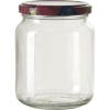 Gastro Lekváros befőttes üveg, 390 ml, 6 db, kerek, gyümölcs mintájú fedő, Gastro