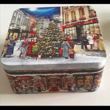 Gawol Konyhai fémdoboz 187x187x80mm, Xmas shopping papírárú, csomagoló és tárolóeszköz