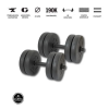  GazoFitness kézi súlyzó 2 x 11,5 kg (össz: 23kg) menetes súlyzórúddal