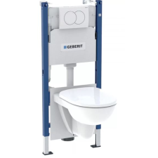 Geberit Duofix Basic szerelőelem, Selnova fali WC csésze ülőkével, Delta fehér nyomólappal szaniter