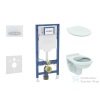 Geberit Duofix falra szerelhető WC szett, Ideal Standard Alpha WC soft close ülőkével, Geberit Sigma 50 alpesi fehér/króm nyomólappal SANI11CD3107