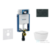 Geberit Kombifix falra szerelhető WC szett, Kielle Oudee kompakt Vortex WC soft close ülőkével, Geberit Sigma 20 fényes/matt fekete nyomólappal SANI15CA5133