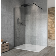 Gelco VARIO BLACK Fix zuhanyfal, fali profillal, merőleges merevítő nélkül, transzparent üveg, 1200mm kád, zuhanykabin