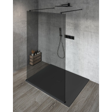 Gelco VARIO BLACK Szabadon álló zuhanyfal merőleges merevítőkkel, füst üveg, 1200mm kád, zuhanykabin