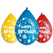 Gemar Happy Birthday feliratos lufi vegyes színekben, 30 cm - 5 db (GS110/P097W) (GS110/P097W) party kellék