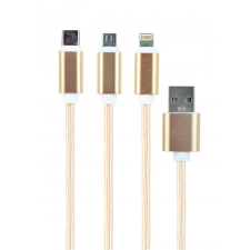 Gembird CC-USB2-AM31-1M-G USB 3-in-1 Charging cable 1m Gold kábel és adapter