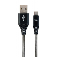 Gembird CC-USB2B-AMCM-1M-BW Premium cotton braided Type-C USB charging and data cable 1m Black/White kábel és adapter