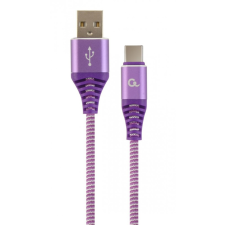 Gembird CC-USB2B-AMCM-2M-PW Premium cotton braided Type-C USB charging and data cable 2m Purple/White kábel és adapter