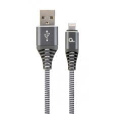 Gembird CC-USB2B-AMLM-1M-WB2 Lightning Premium cotton braided 8-pin charging and data cable 1m Space Grey/White kábel és adapter
