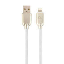Gembird CC-USB2R-AMLM-1M-W Lightning Premium rubber 8-pin charging and data cable 1m White kábel és adapter