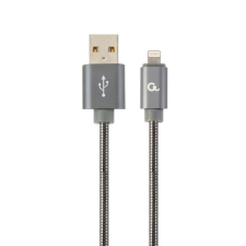 Gembird CC-USB2S-AMLM-2M-BG Lightning Premium spiral metal 8-pin charging and data cable 2m Metallic Grey mobiltelefon kellék