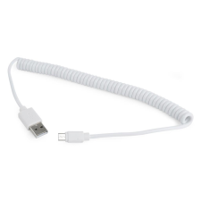 Gembird Coiled Micro-USB cable, 1.8m, white kábel és adapter