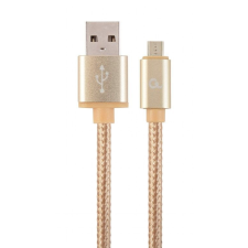 Gembird Cotton braided Micro-USB cable with metal connectors 1,8m Gold kábel és adapter