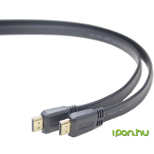 Gembird Gembird HDMI V1.4 apa-apa flat kábel aranyozott csatlakozóval 3m, Fekete kábel és adapter