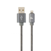 Gembird Premium spiral metal 8-pin charging and data cable; 2m; metallic-grey
