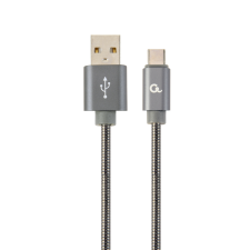 Gembird Prémium USB-A apa - USB-C apa Adat- és töltőkábel 2m - Metál szürke kábel és adapter
