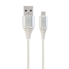 Gembird USB micro-B - USB Type-A szövet borítású adat- és töltőkábel 2m fehér-ezüst (CC-USB2B-AMmBM-2M-BW2) (CC-USB2B-AMmBM-2M-BW2) kábel és adapter
