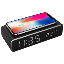 Gembrid Gembird dac-wpc-01 digital alarm clock with wireless charging function black ébresztőóra