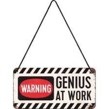 Genius RETRO Warning - Genius At Work - Fémtábla dekoráció