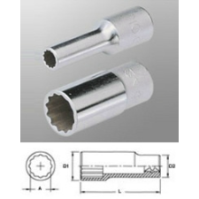 GENIUS TOOLS Dugókulcs - crowafej 1/2" 12 szög hosszú 23 mm Genius dugókulcs