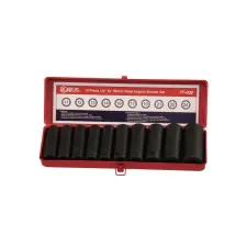 GENIUS TOOLS légkulcsfej készlet, metrikus, hosszú, 1/2", 10 darabos dugókulcs