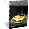Geo Technic autós spirál négyzethálós füzet, Sárga autós, A5
