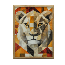 GEOMETRIÁBAN FALI PLAKÁT OROSZLÁN ARANY ALUMÍNIUM KERETTEL 30X40 CM grafika, keretezett kép