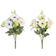 Gerbera, mini virág csokor 7v. fehér,krém M42cm 24db/# dekorációs kellék