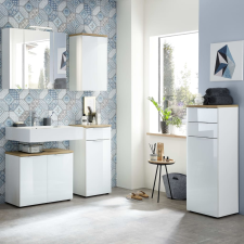 Germania GW-Pescara fehér navarra-tölgyszínű fürdőszobai fali szekrény fürdőszoba bútor