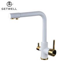 GetWell Simple 2 karos, 3 utas Konyhai Csap Víztisztítókhoz Fehér-Arany színben csaptelep