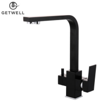GetWell Square-RS, két karos, 3 utas Konyhai Csap Víztisztítókhoz Fekete színben csaptelep