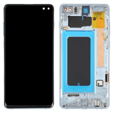  GH82-18849J Samsung Galaxy S10 Plus kék LCD kijelző érintővel kerettel előlap mobiltelefon, tablet alkatrész